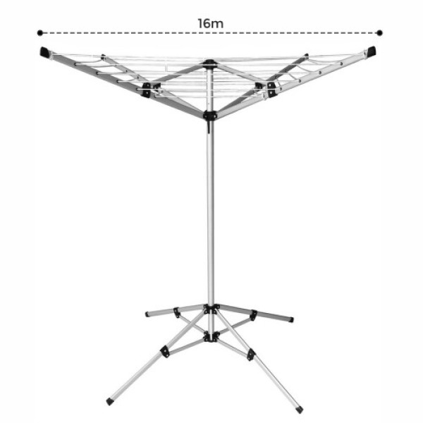 4-arm, 18-meter portable aluminum multi-functional floor-standing rotating clothes drying rack